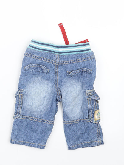 Marks and Spencer Boys Blue  Denim Cargo Jeans Size 3-6 Months