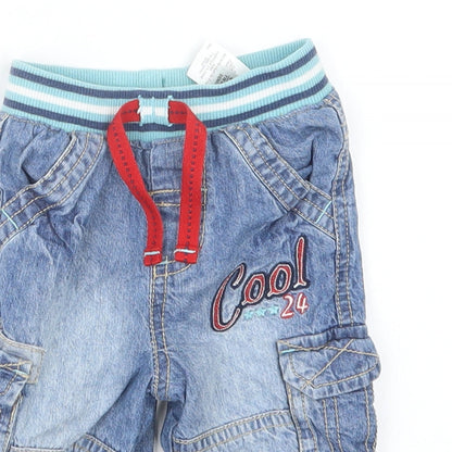 Marks and Spencer Boys Blue  Denim Cargo Jeans Size 3-6 Months