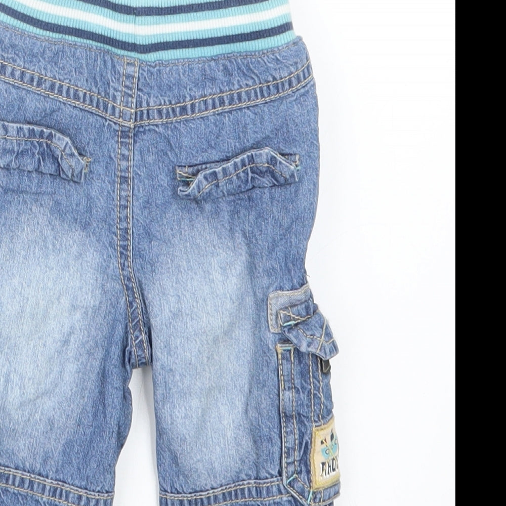 Marks and Spencer Boys Blue  Denim Cargo Jeans Size 3-6 Months