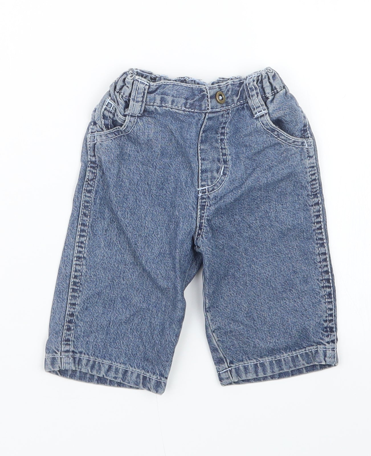 George Boys Blue  Denim Cargo Jeans Size 0-3 Months
