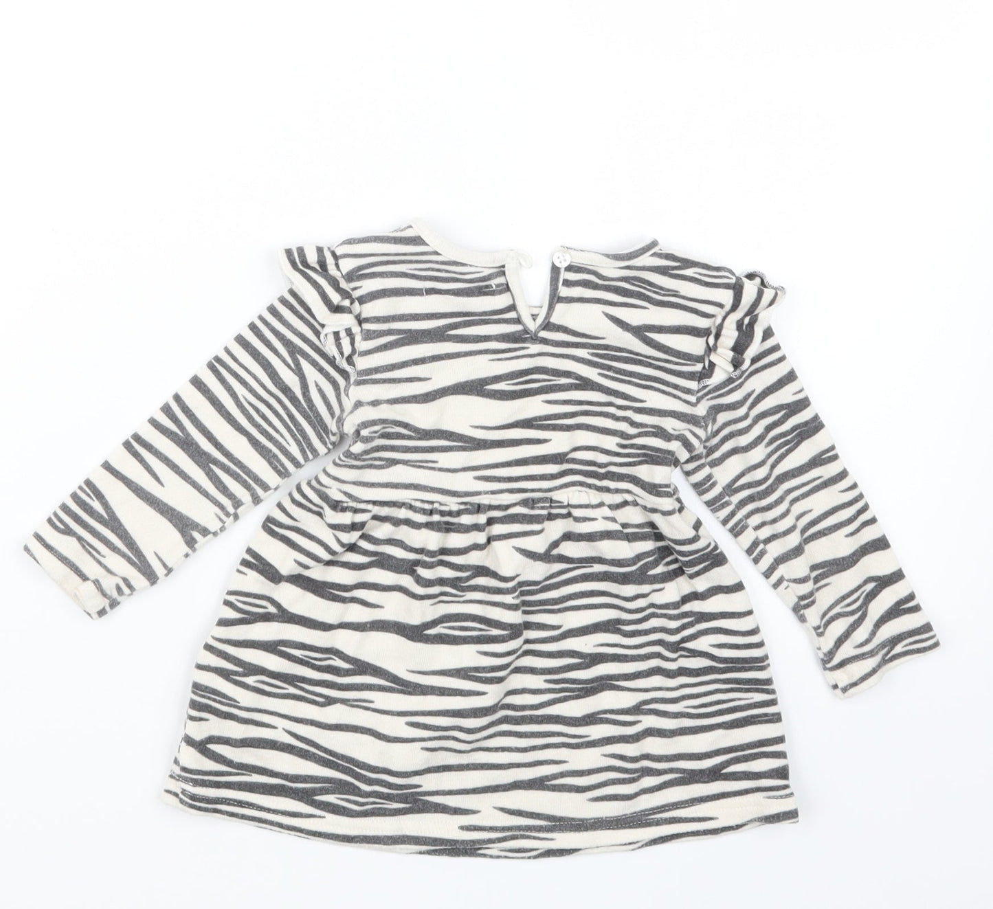Primark Girls Black Animal Print  T-Shirt Dress  Size 9-12 Months