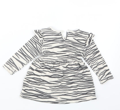 Primark Girls Black Animal Print  T-Shirt Dress  Size 9-12 Months