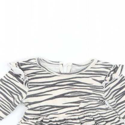 Primark Girls Black Animal Print  T-Shirt Dress  Size 9-12 Months
