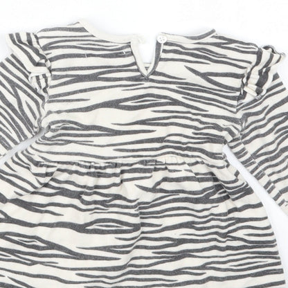 Primark Girls Black Animal Print  T-Shirt Dress  Size 9-12 Months