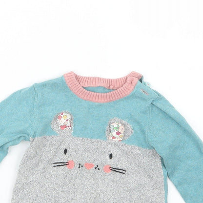 TU Girls Blue  Knit Pullover Jumper Size 6-9 Months