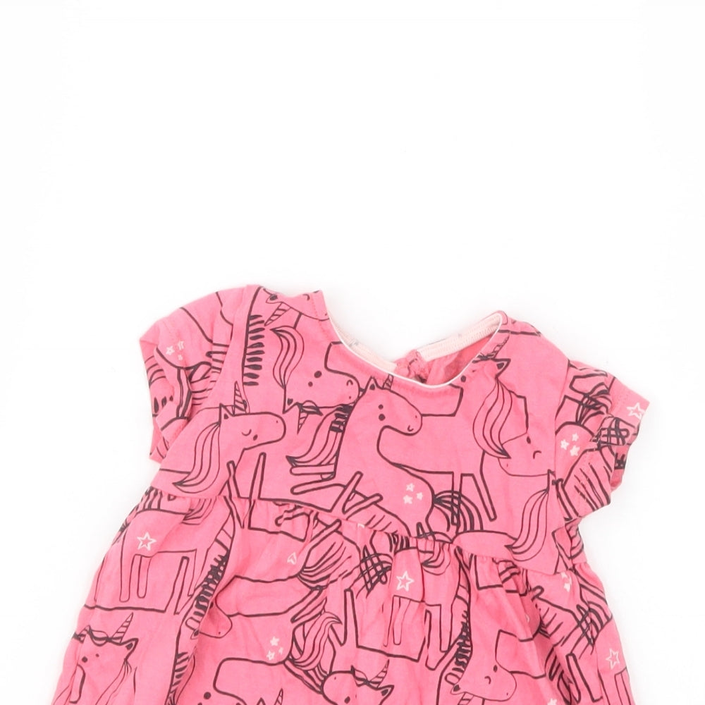 F&F Girls Pink Geometric  T-Shirt Dress  Size 6-9 Months