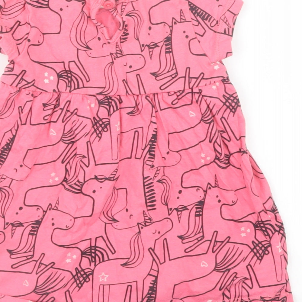 F&F Girls Pink Geometric  T-Shirt Dress  Size 6-9 Months