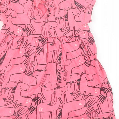 F&F Girls Pink Geometric  T-Shirt Dress  Size 6-9 Months