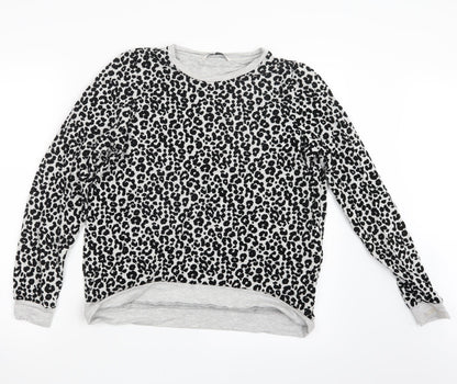 TU Womens Grey Animal Print  Pullover Jumper Size 12