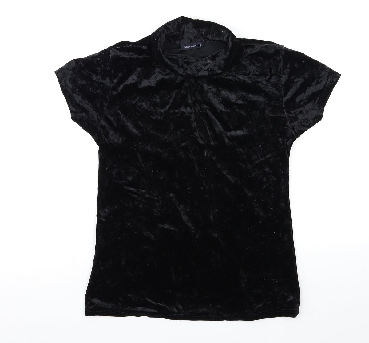 FULLAH SUGAR Womens Black  Velour Basic T-Shirt Size S