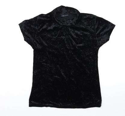 FULLAH SUGAR Womens Black  Velour Basic T-Shirt Size S