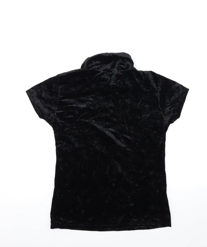 FULLAH SUGAR Womens Black  Velour Basic T-Shirt Size S