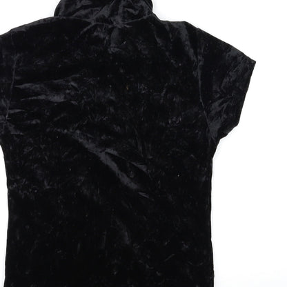 FULLAH SUGAR Womens Black  Velour Basic T-Shirt Size S