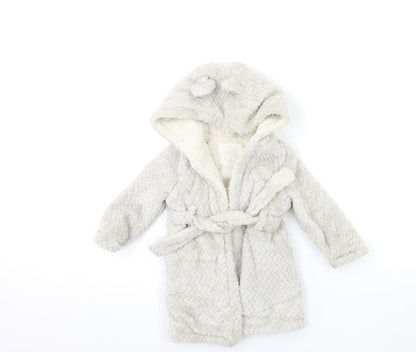 F&F Girls Grey  Fleece Kimono Gown Size 6-9 Months
