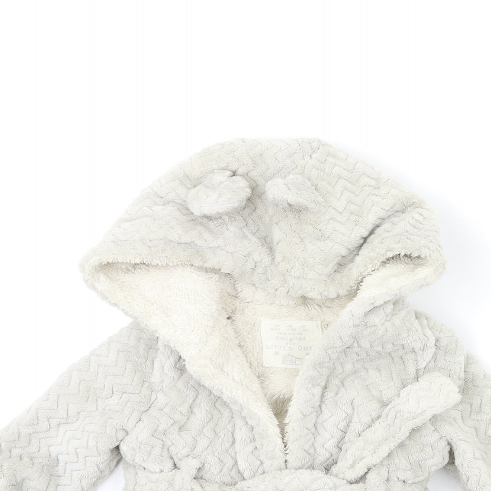 F&F Girls Grey  Fleece Kimono Gown Size 6-9 Months