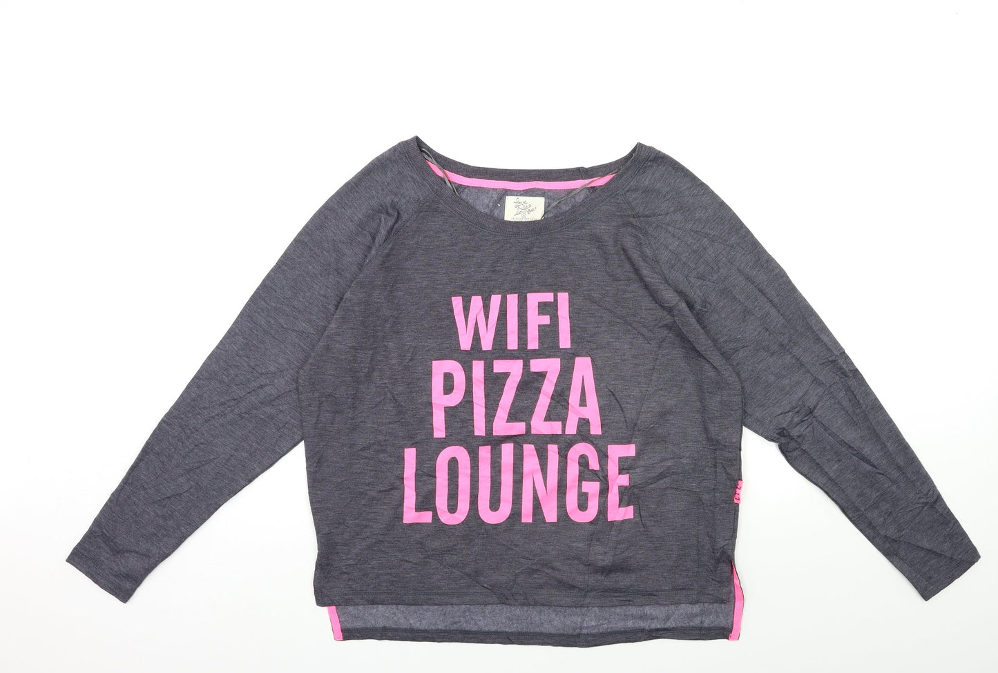 Womens UK Size 8 Love To Lounge Grey Basic T-Shirt
