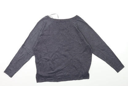 Womens UK Size 8 Love To Lounge Grey Basic T-Shirt