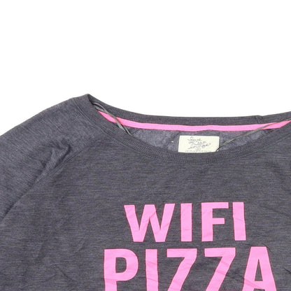 Womens UK Size 8 Love To Lounge Grey Basic T-Shirt
