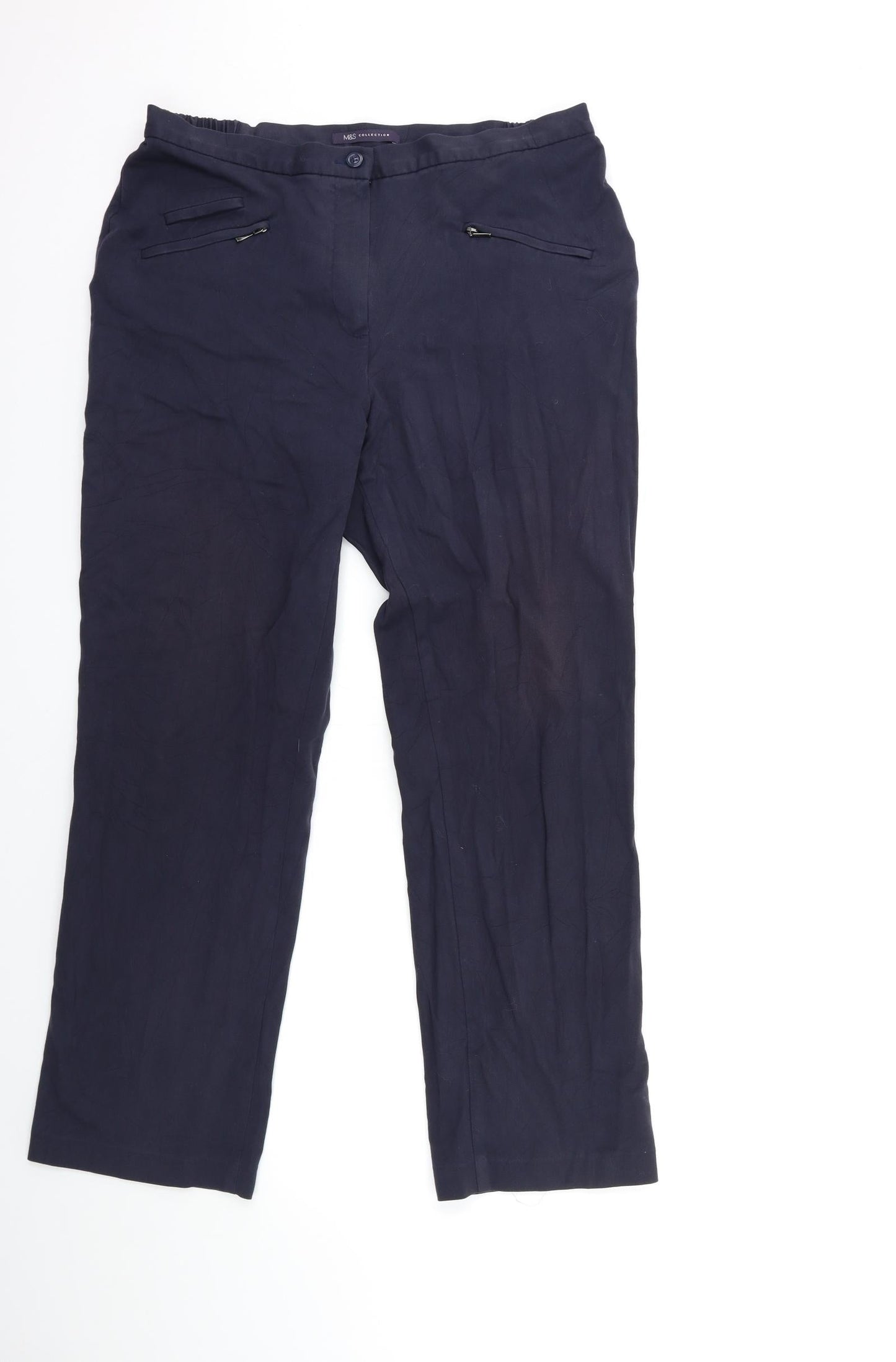 Womens UK Size 14 Marks and Spencer Regular Fit  Blue Trousers
