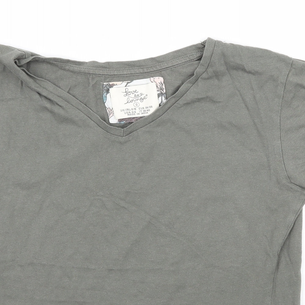 Love to Lounge Womens Green Solid Jersey Top Pyjama Top Size 6