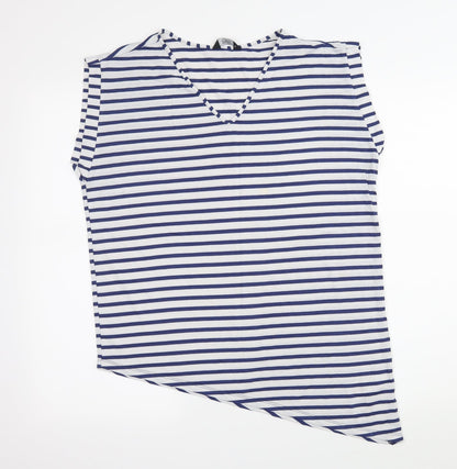 F&F Womens White Striped Jersey Basic T-Shirt Size 12