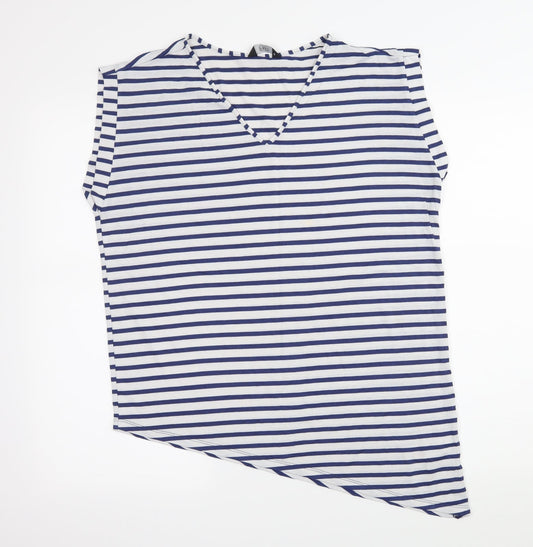 F&F Womens White Striped Jersey Basic T-Shirt Size 12