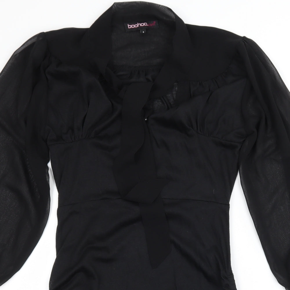 Boohoo Womens Black  Jersey Ball Gown  Size 8