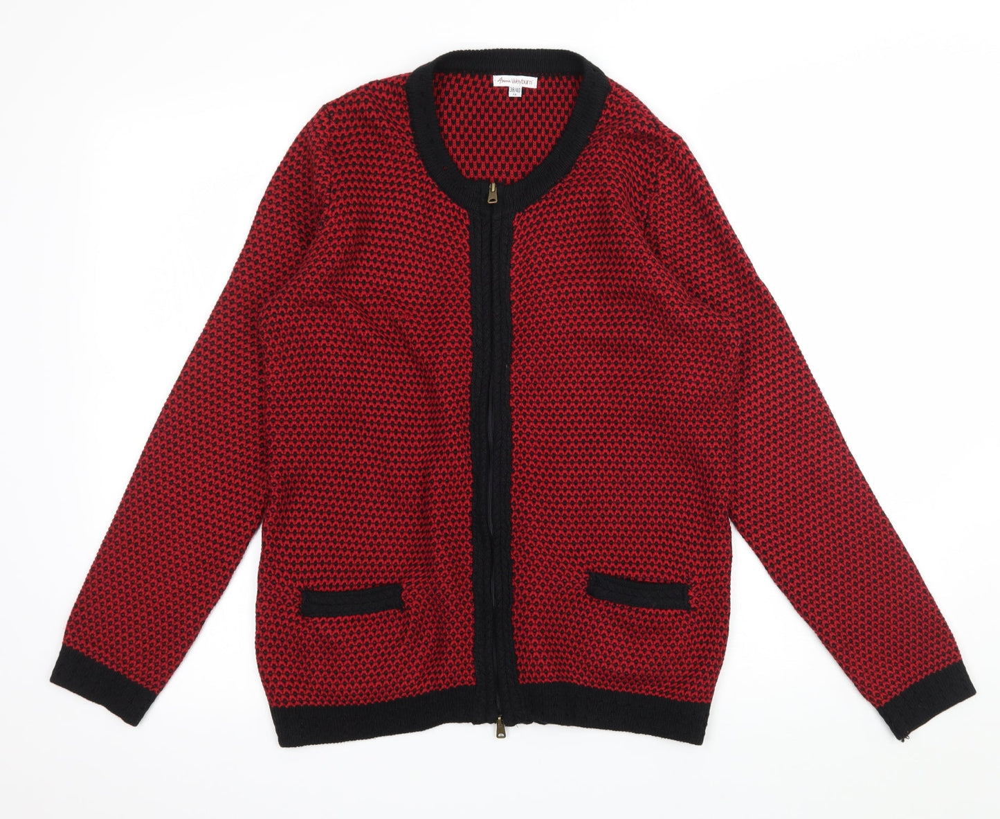 Womens UK Size 10 ANNE WEYBURN Red Cardigan Jumper