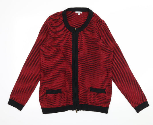 Womens UK Size 10 ANNE WEYBURN Red Cardigan Jumper