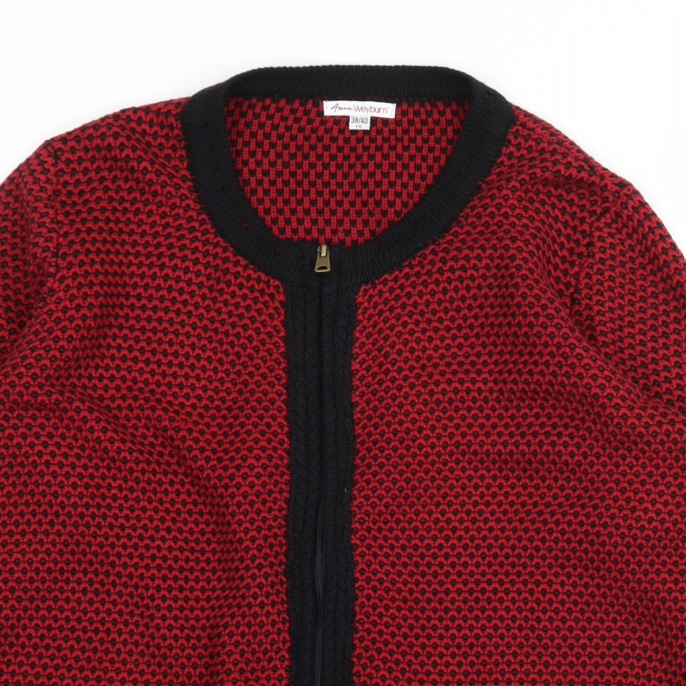 Womens UK Size 10 ANNE WEYBURN Red Cardigan Jumper