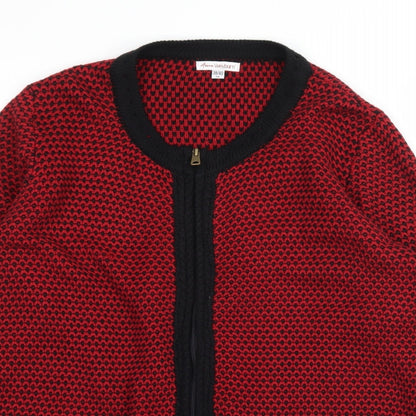 Womens UK Size 10 ANNE WEYBURN Red Cardigan Jumper