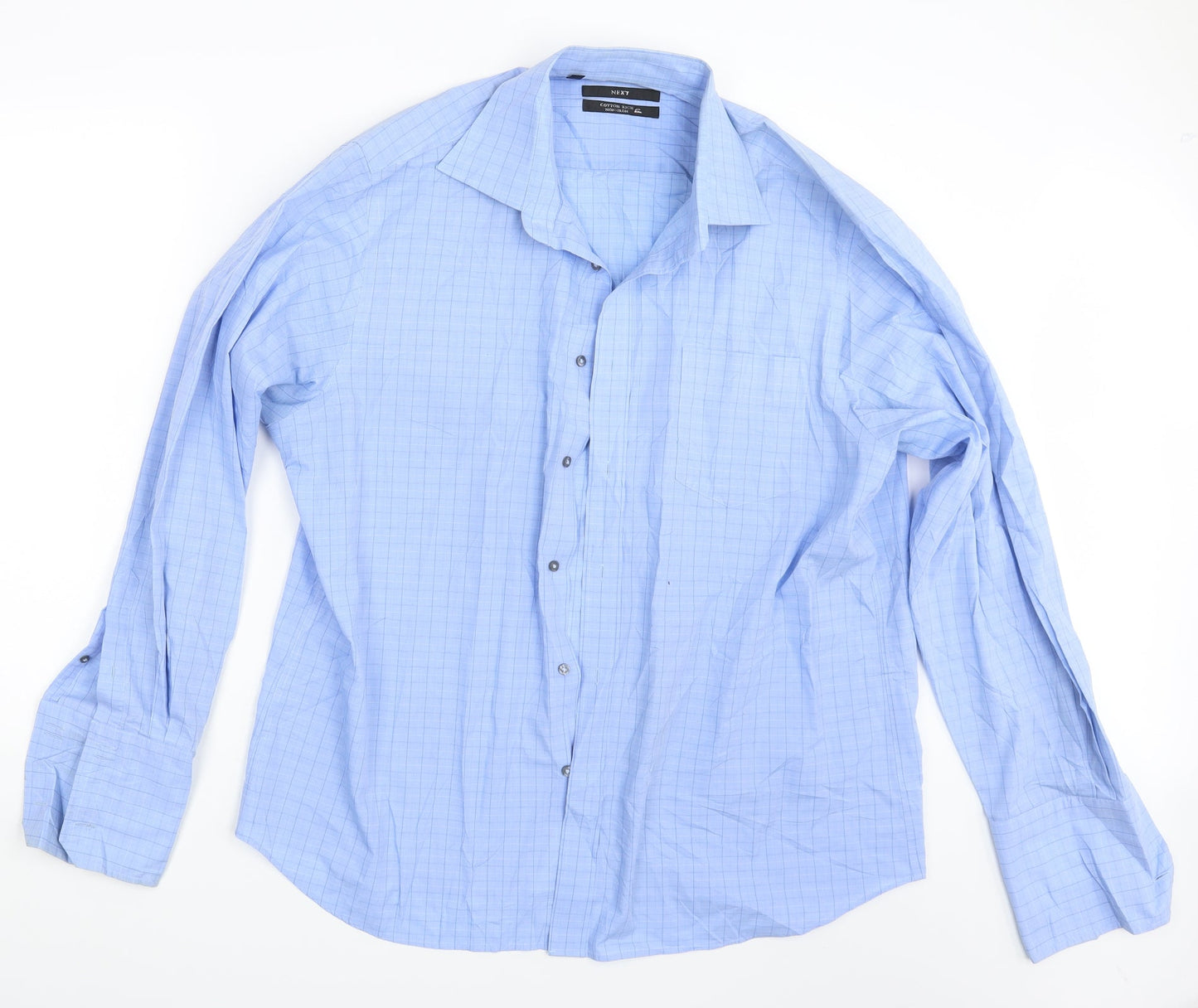 Mens UK Size One Size NEXT Blue  Button-Up Long Sleeve Casual Shirt