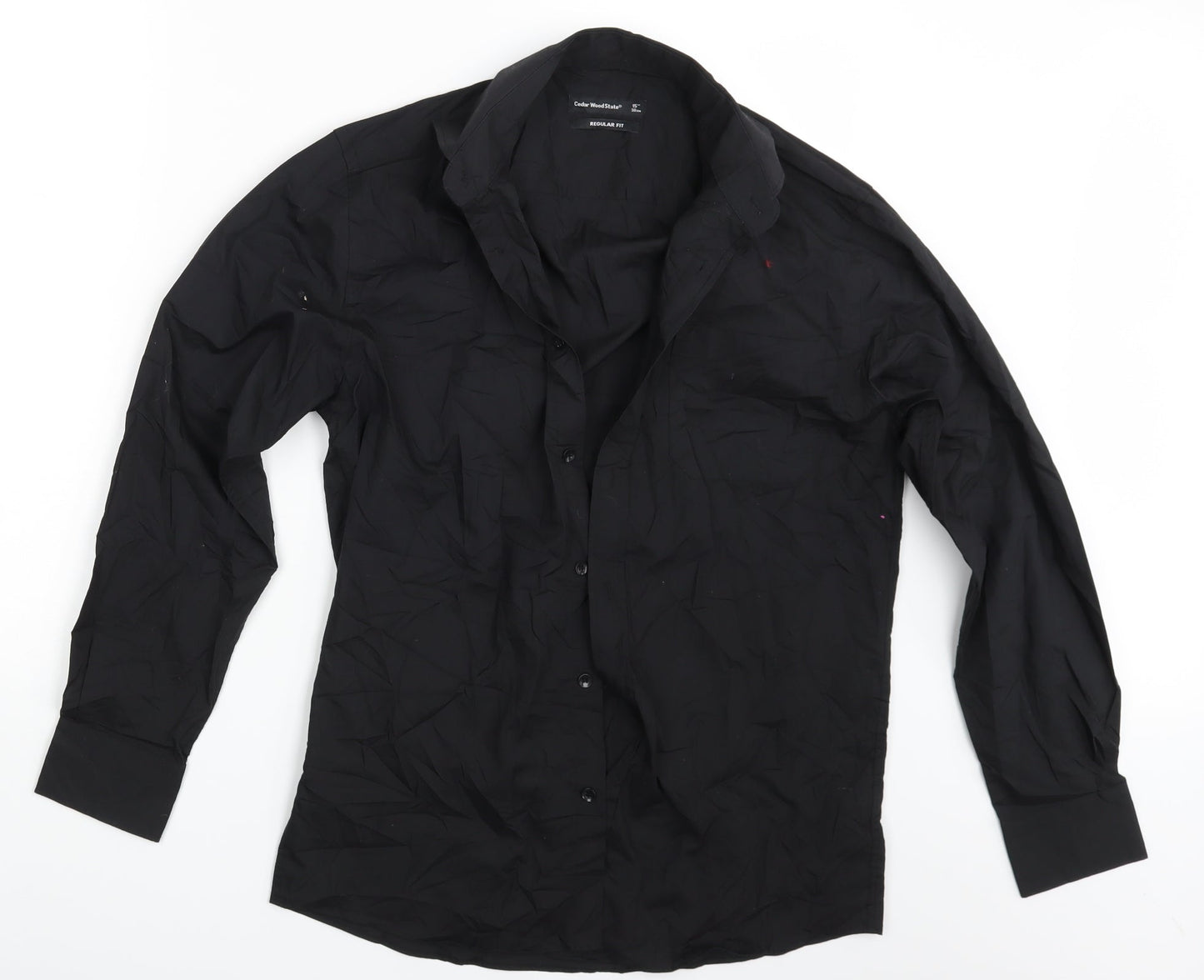 Mens UK Size One Size Cedar Wood State Black  Button-Up Long Sleeve Casual Shirt