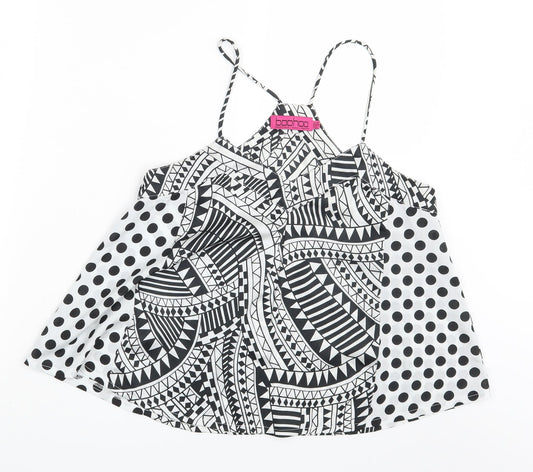 Boohoo Womens Multicoloured Geometric  Basic Blouse Size 10