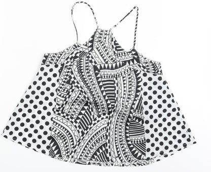 Boohoo Womens Multicoloured Geometric  Basic Blouse Size 10