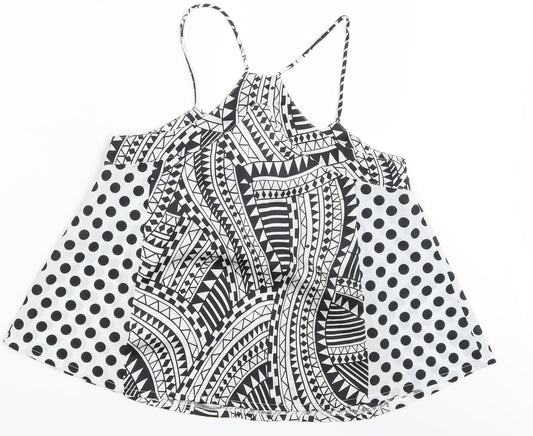 Boohoo Womens Multicoloured Geometric  Basic Blouse Size 10