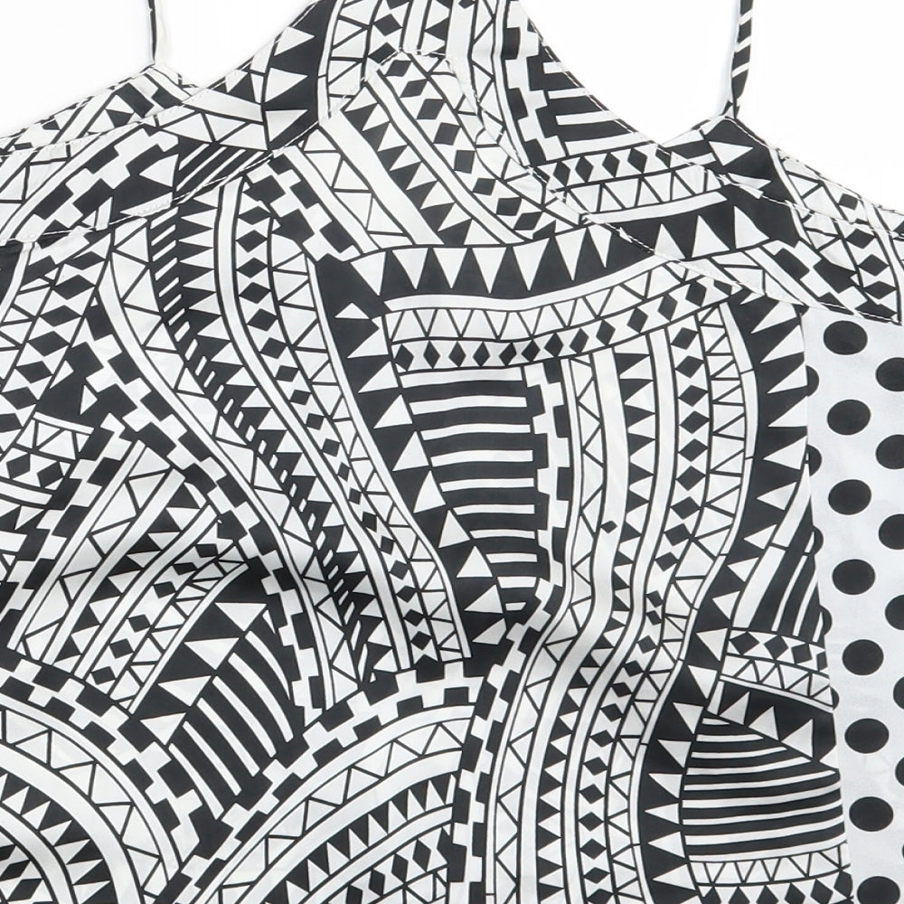 Boohoo Womens Multicoloured Geometric  Basic Blouse Size 10