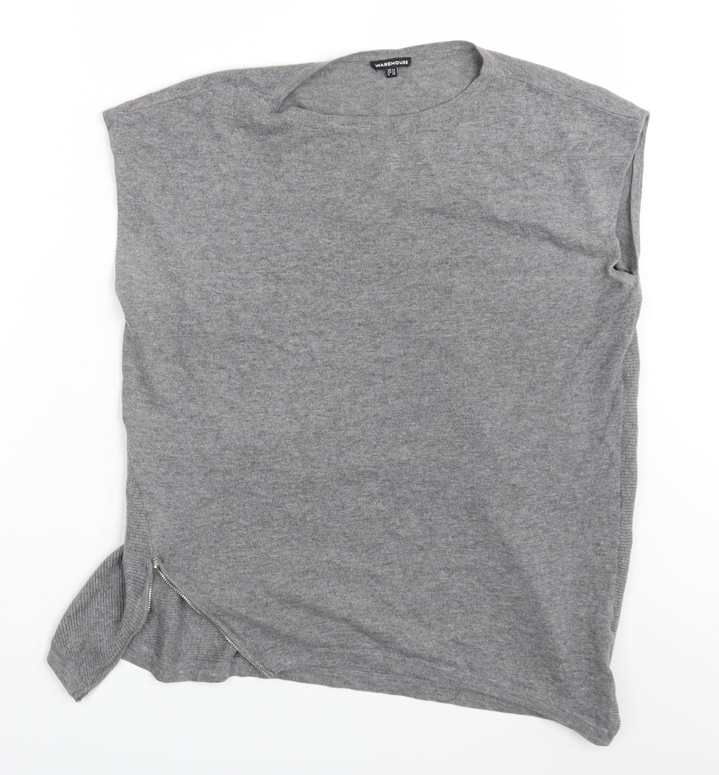 Womens UK Size 14 Warehouse Grey Basic T-Shirt