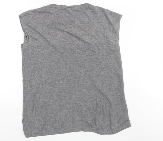 Womens UK Size 14 Warehouse Grey Basic T-Shirt