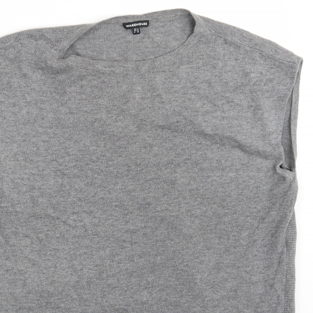 Womens UK Size 14 Warehouse Grey Basic T-Shirt