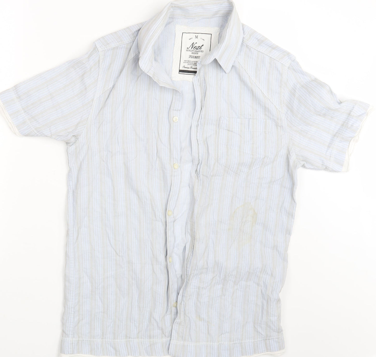 Mens UK Size M NEXT Blue  Button-Up Short Sleeve Casual Shirt