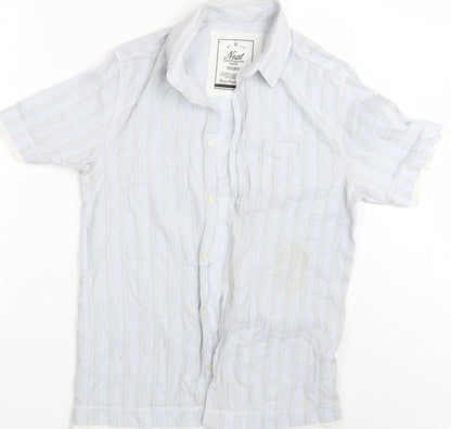 Mens UK Size M NEXT Blue  Button-Up Short Sleeve Casual Shirt