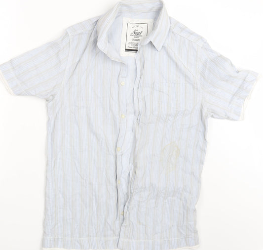 Mens UK Size M NEXT Blue  Button-Up Short Sleeve Casual Shirt