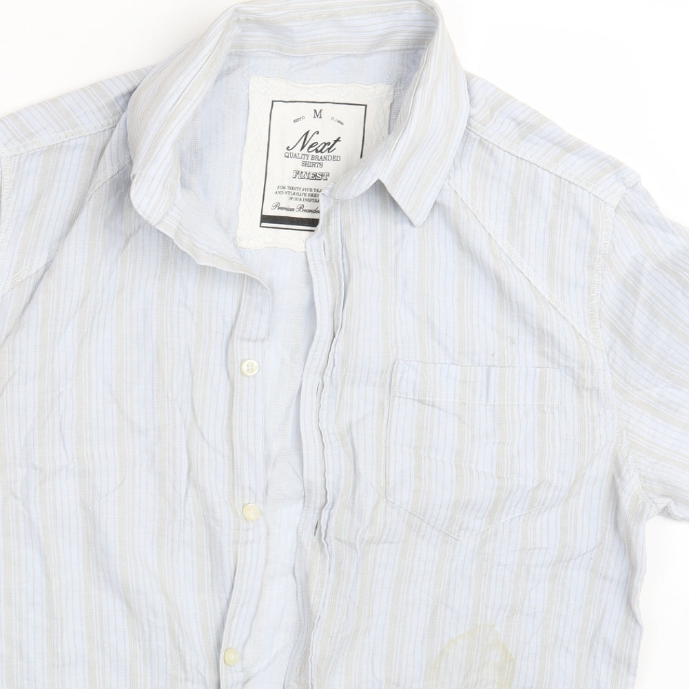 Mens UK Size M NEXT Blue  Button-Up Short Sleeve Casual Shirt