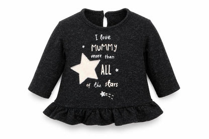 Front view of George girls’ grey jumper, size 3-6, months