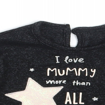 Close-up detail of George girls’ grey jumper, size 3-6, months