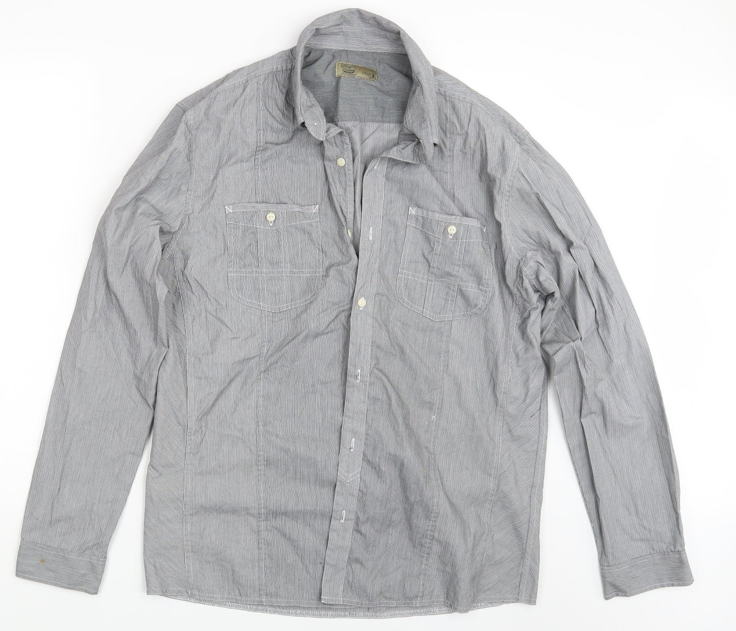 Mens UK Size L NEXT Grey  Button-Up Long Sleeve Casual Shirt