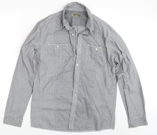 Mens UK Size L NEXT Grey  Button-Up Long Sleeve Casual Shirt