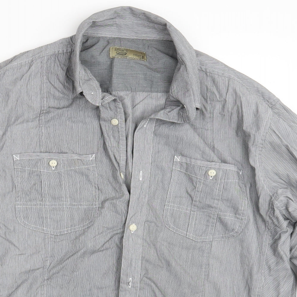 Mens UK Size L NEXT Grey  Button-Up Long Sleeve Casual Shirt