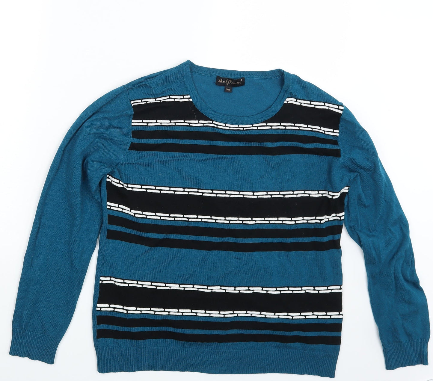 Mindflower Mens Multicoloured Striped  Pullover Sweatshirt Size M